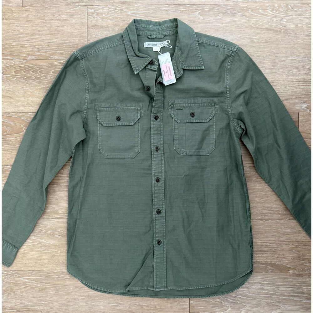 Outerknown Military Green Long-Sleeve Button-Down Shirt